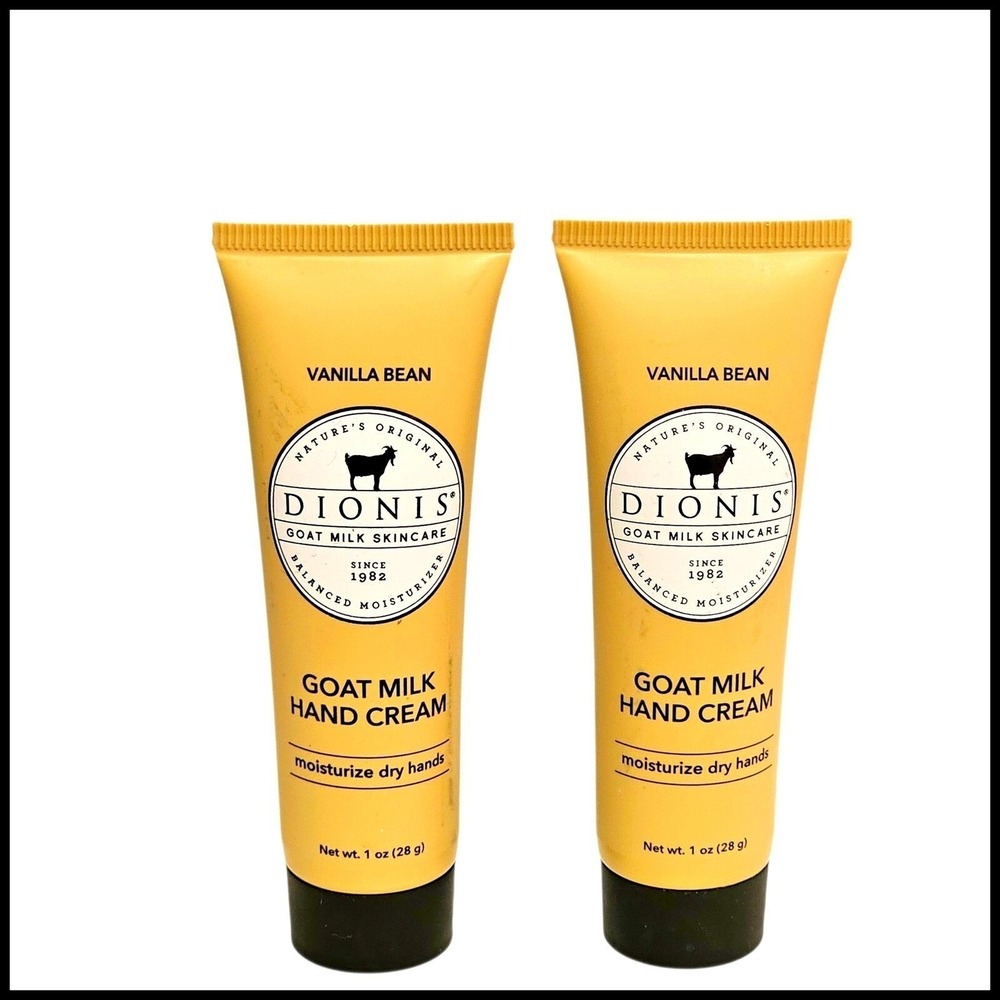 Dionis Vanilla Bean Goat Milk Hand Cream Moisturize Dry Hands 1 oz (2 Pack)